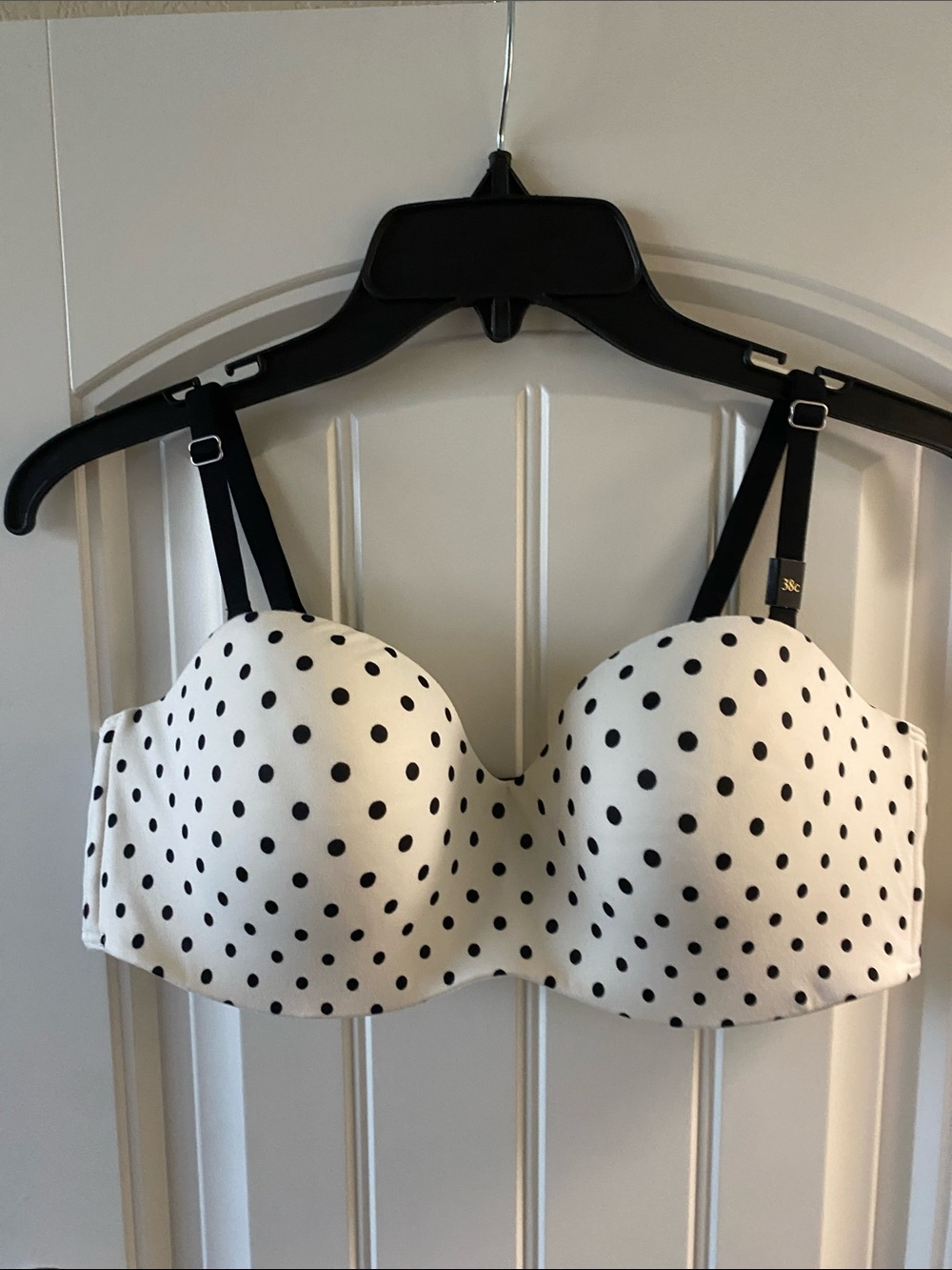 Body by Victoria Polka Dot Padded Strapless Bra - White with Black Dots